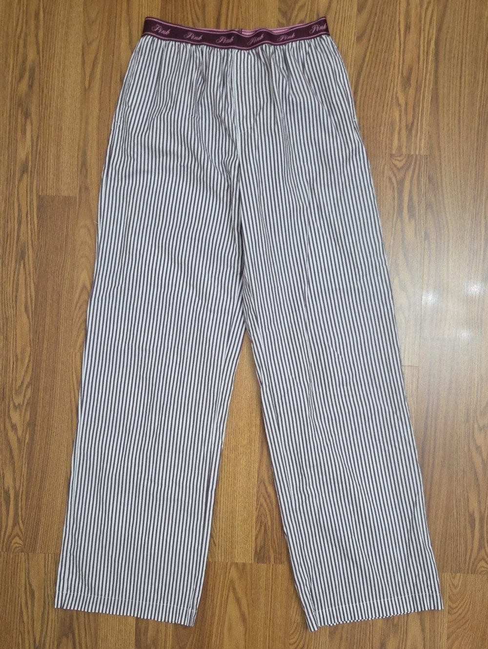 Victoria's Secret PINK Ruby Striped Long Cotton Poplin Lounge Pajama Pants/ XS